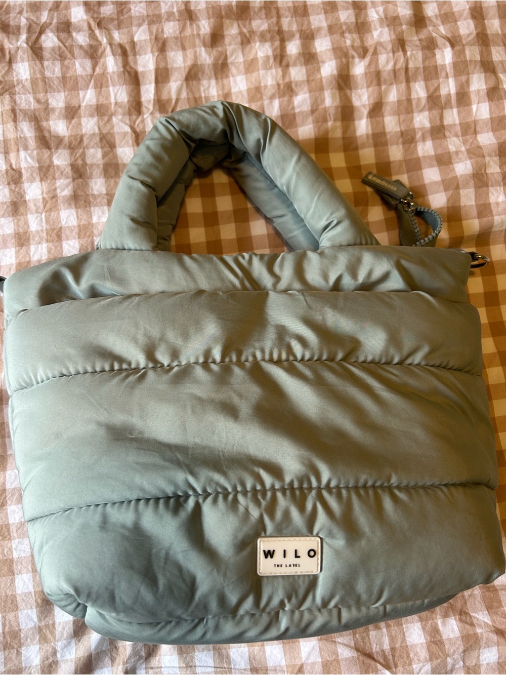 Sage Green Puffer Tote Bag WILO the label